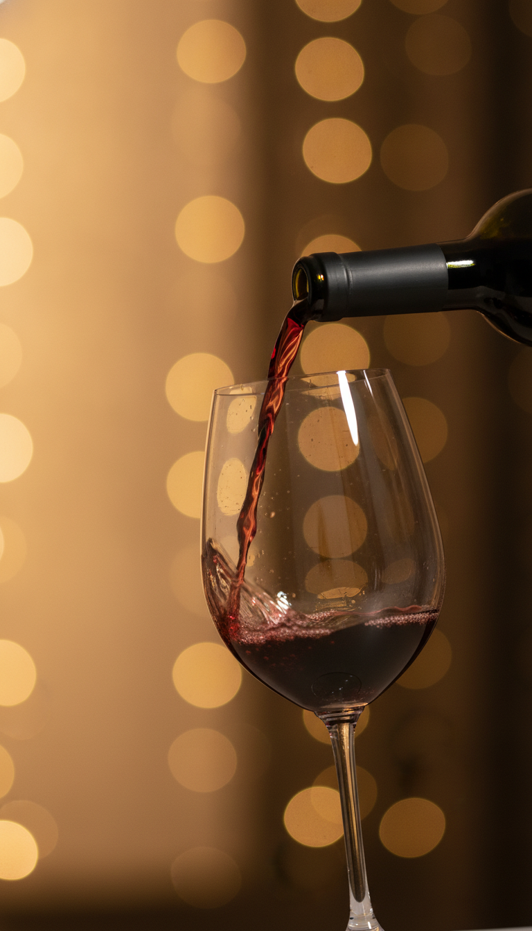 Copa de Vino Mompox sirviendose, ambiente calido